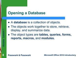 Access lesson 01 Microsoft Access Basics | PPTX