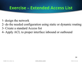 Acess Control List Router Access List. Configuration of Layer three Router Access List | PPT
