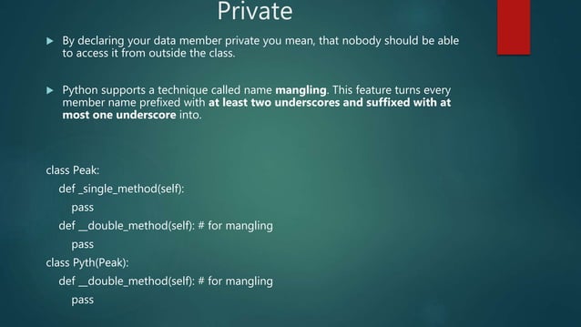 Access modifiers in Python | PPT
