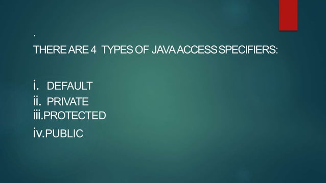 Access modifiers in java | PPT