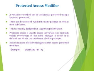 Access modifiers in java | PPTX