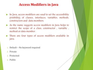 Access modifiers in java | PPTX
