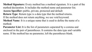 Parametar List In Java Example Explore Java's access modifiers, method types, and constructors with ...