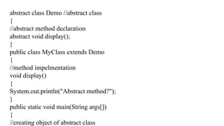 Explore Java's access modifiers, method types, and constructors with ...