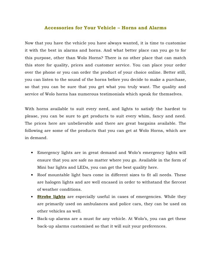 Accessories For Your Vehicle Horns And Alarms Emergency Lights, warning