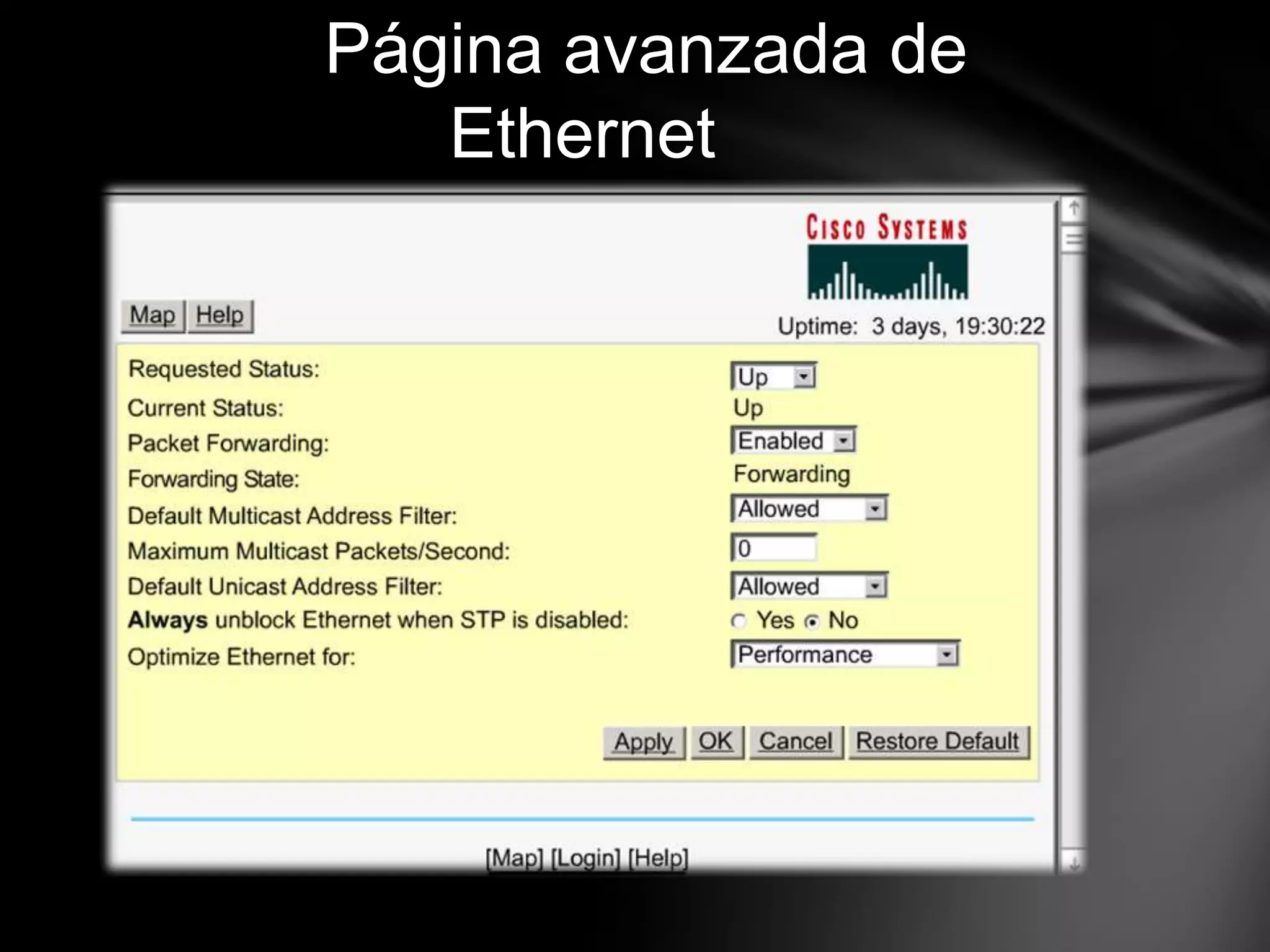 Página avanzada de
Ethernet
 