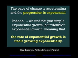 The pace of change is accelerating
and the progression is exponential.
Indeed … we find not just simple
exponential growth...