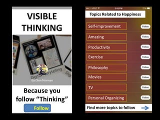 VISIBLE
THINKING
Because you
follow “Thinking”
Follow
Topics Related to Happiness
Find more topics to follow
Self-improvem...