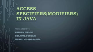 Access specifiers(modifiers) in java | PPT