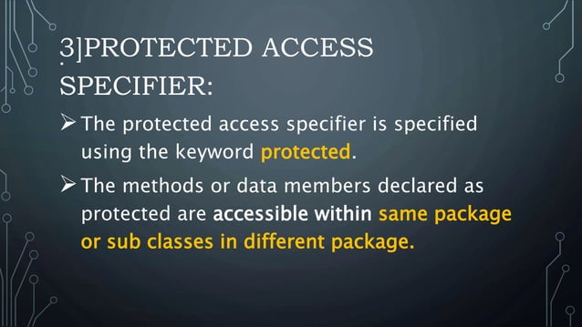 Access specifiers(modifiers) in java | PPTX