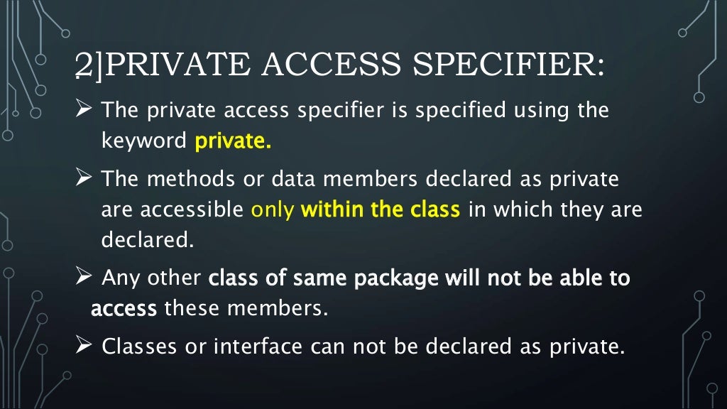 Access specifiers(modifiers) in java