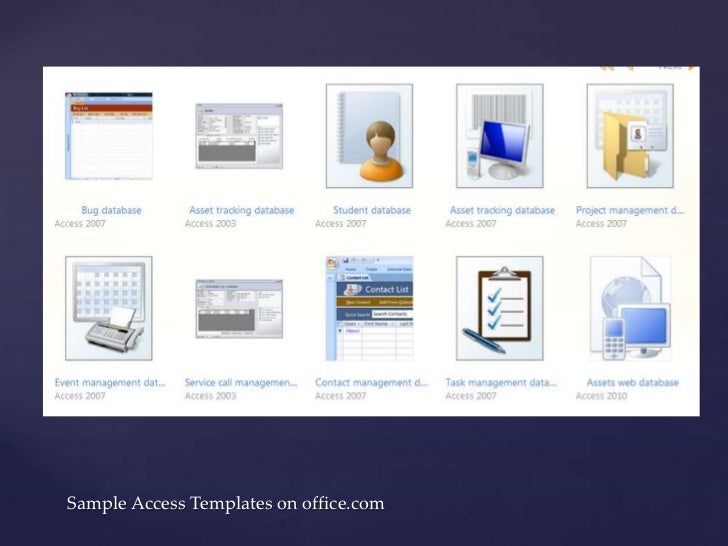 sample access 2007 database projects