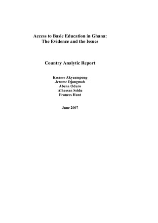 Access to basic education in ghana | PDF