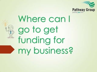 Where can I
go to get
funding for
my business?

 