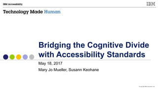 © Copyright IBM Corporation 2017
Bridging the Cognitive Divide
with Accessibility Standards
May 18, 2017
Mary Jo Mueller, Susann Keohane
 