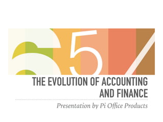 THE EVOLUTION OF ACCOUNTING
AND FINANCE
Presentation by Pi Oﬃce Products
 