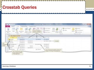 Crosstab Queries




Querying a Database   51
 