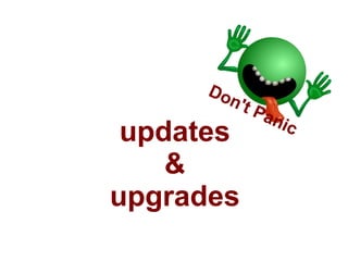 update procedure
1.schedule 5 minute downtime
2.download packages
3.shut down postgresql
4.install packages
5.restart post...