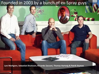 Founded in 2003 by a bunch of ex-Spray guys




 Lars Markgren, Sebastian Knutsson, Riccardo Zacconi, Thomas Hartwig & Patrik Stymne
 
