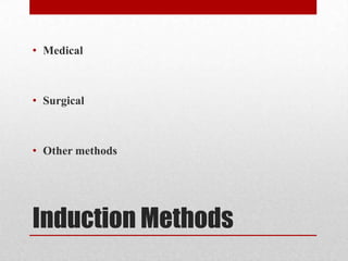 • Medical



• Surgical



• Other methods




Induction Methods
 