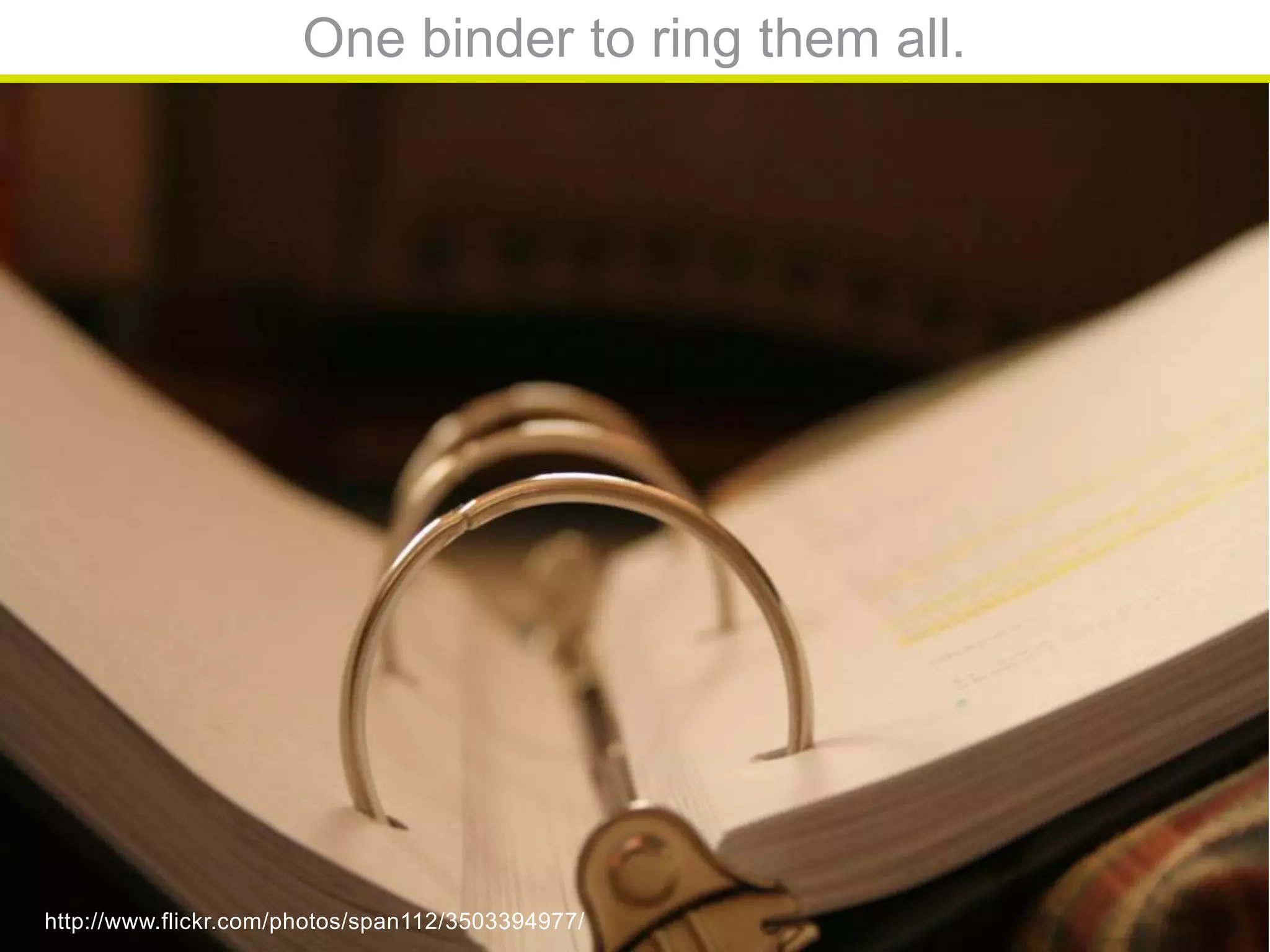${#}
One binder to ring them all.
http://www.flickr.com/photos/span112/3503394977/
 