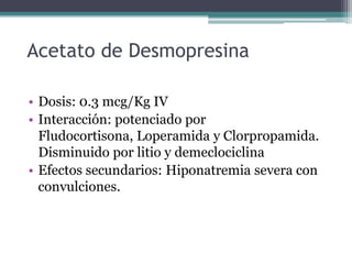Sulfato de ProtaminaDosis: Depende de la cantidad de tiempo transcurrido desde la administración de heparina:Inmediatamente: 1-1.5 mg/100 U de Heparina IV30-60 mins 0.5-0.75 mg/100 de Heparina IV>60 mins 0.25-0.375 mg/100 U de Heparina IVNo exceder 50 mg por dosis