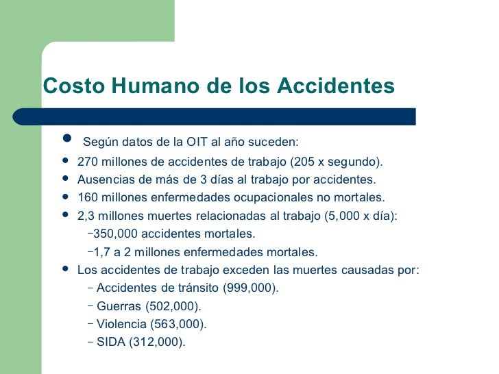 costos de los accidentes de trabajo