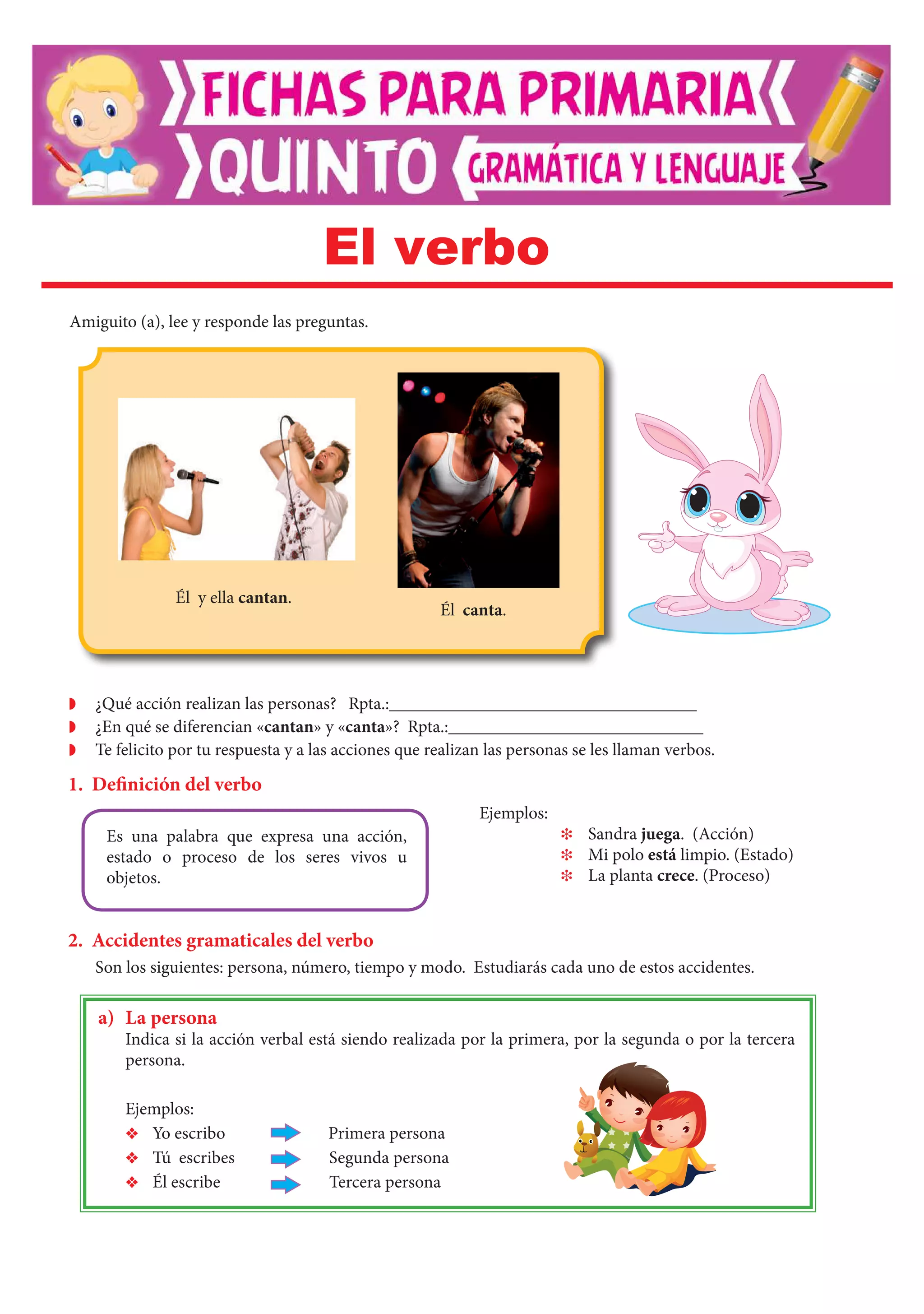 Hojas De Trabajo De Verbos De Quinto Grado Verbos Para Sexto De