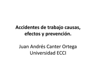 Accidentes de trabajo causas,
efectos y prevención.
Juan Andrés Canter Ortega
Universidad ECCI
 