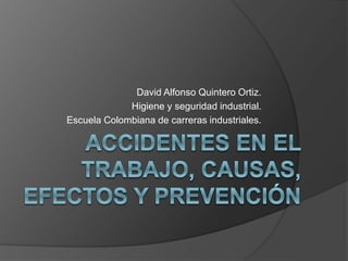 David Alfonso Quintero Ortiz.
Higiene y seguridad industrial.
Escuela Colombiana de carreras industriales.
 