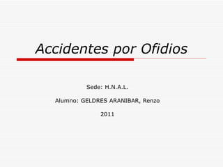 Accidentes por Ofidios Sede: H.N.A.L. Alumno: GELDRES ARANIBAR, Renzo 2011 