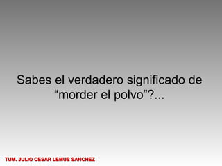 Sabes el verdadero significado de
         “morder el polvo”?...




TUM. JULIO CESAR LEMUS SANCHEZ
 