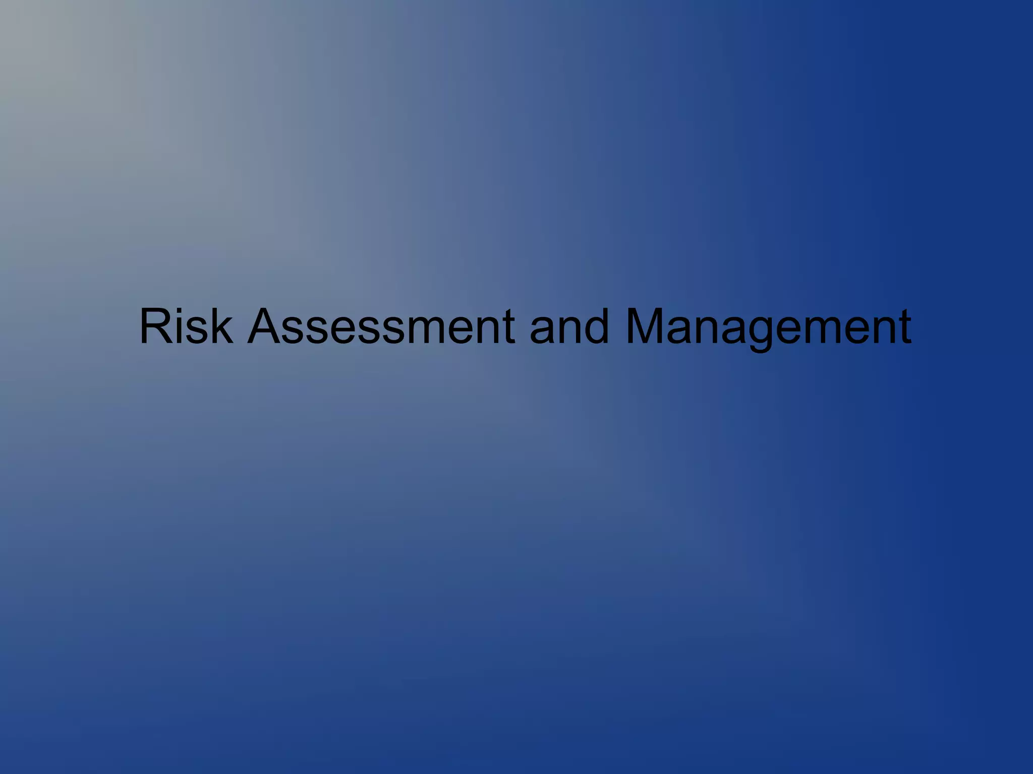 Risk Assessment and Management

 