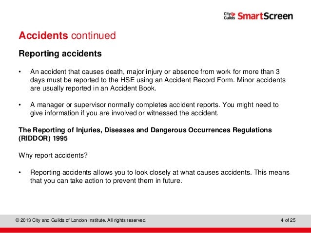 accidents and emergency reporting procedures and documentation and accident record form