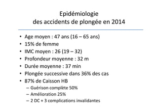 Accidents de plongée mars 2015 13ème journée de médecine d'urgence de normandie