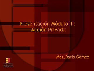 Presentación Módulo III:  Acción Privada Mag.Darío Gómez  