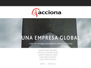 MARÍA BARBÉ NAVARRO
CARLOTA GUERRERO SORO
ALBERTO ABASCAL MAZA
JUAN GARCÍA CAMILO
ELENA DÍAZ MURILLO
LÍNEA 1 GRUPO 12
 