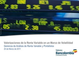 Valorizaciones de la Renta Variable en un Marco de Volatilidad
Gerencia de Análisis de Renta Variable y Portafolios
24 de Marzo de 2011
 