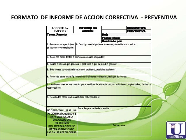 Acciones correctivas y acciones preventivas