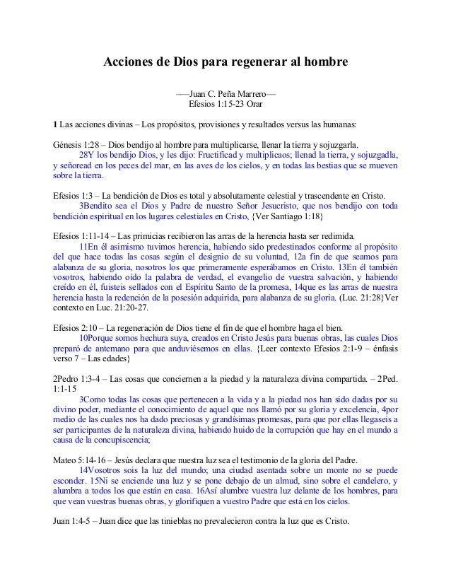 Acciones De Dios Para Regenerar Al Hombre