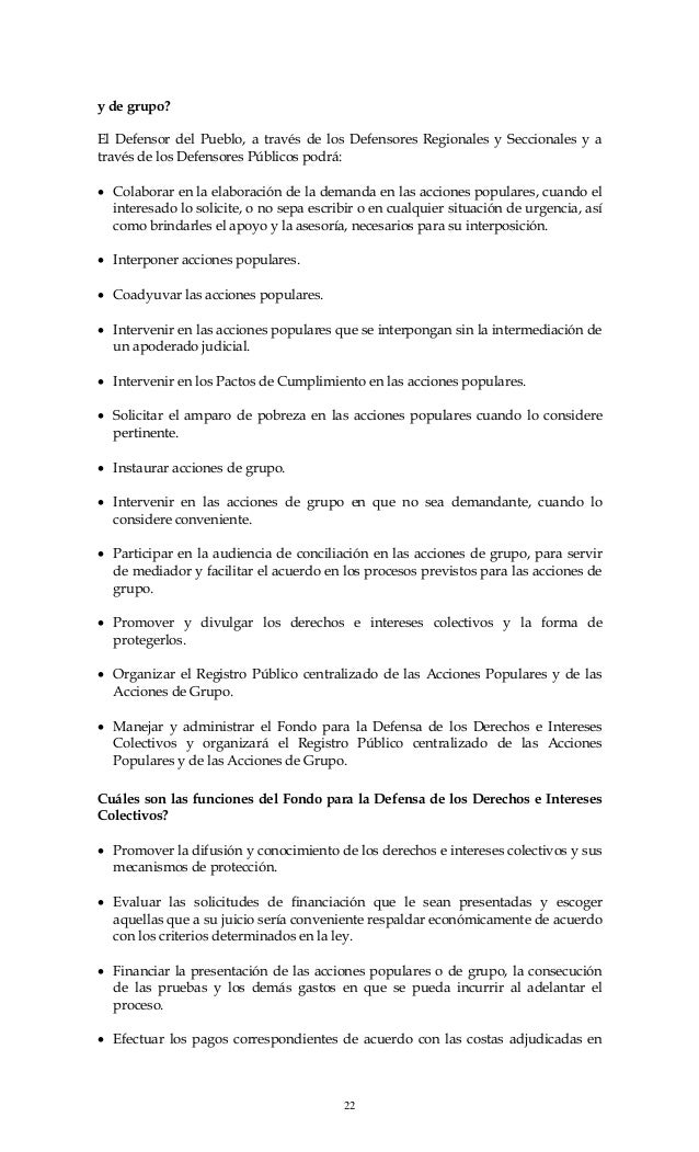 Acciones populares y de grupo Acciones populares y de grupo