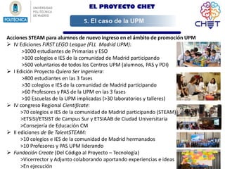 Acciones STEAM para alumnos de nuevo ingreso en el ámbito de promoción UPM
 IV Ediciones FIRST LEGO League (FLL Madrid UP...