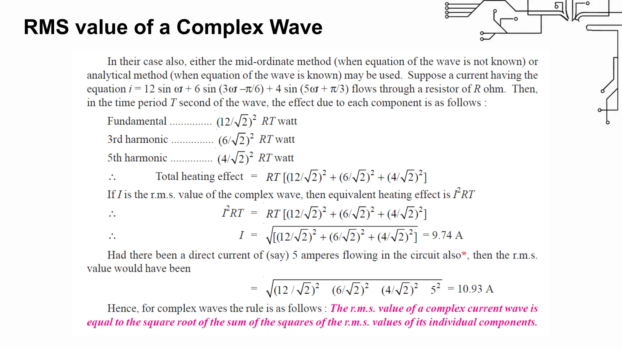 RMS value of a Complex Wave
 