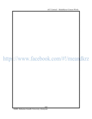 ACC Limited – Madukkarai Cement Works




                                      183
SMBS, Mahatma Gandhi University, Kottayam
 