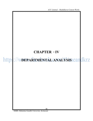 ACC Limited – Madukkarai Cement Works




                       CHAPTER                  IV

         DEPARTMENTAL ANALYSIS




                                       46
SMBS, Mahatma Gandhi University, Kottayam
 