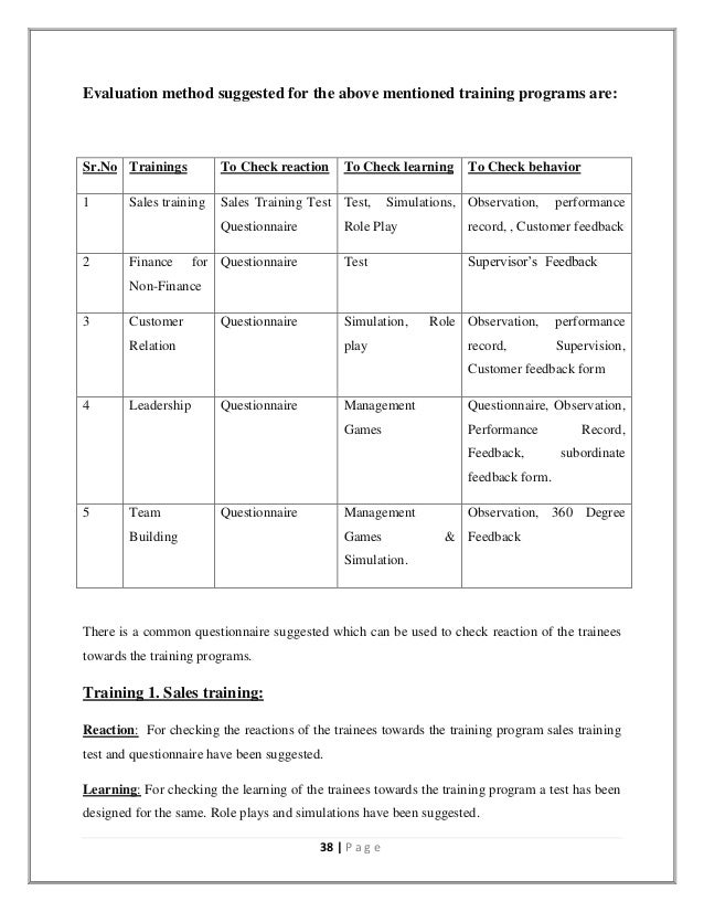 training questionnaire template