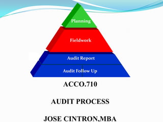 Planning Fieldwork Audit Report Audit Follow Up ACCO.710 AUDIT PROCESS JOSE CINTRON,MBA 