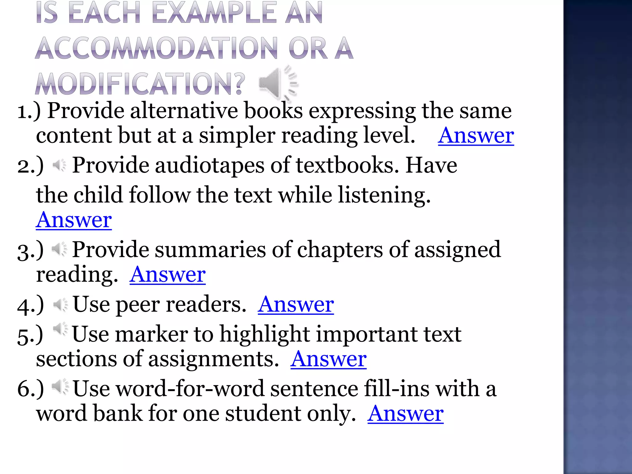 Accommodations and Modifications for students -pp | PPTX