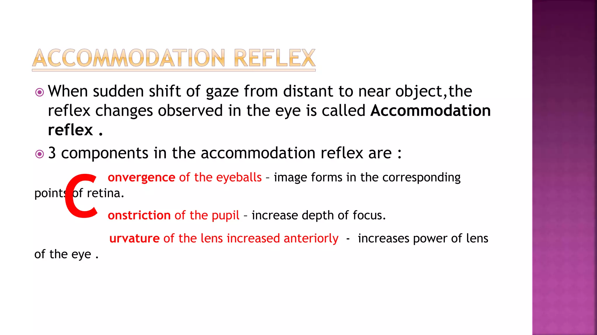 Accommodation reflex opthamalogy mbbs pptx slides | PPTX