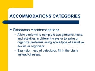 Accommodations vs. modifications | PPT